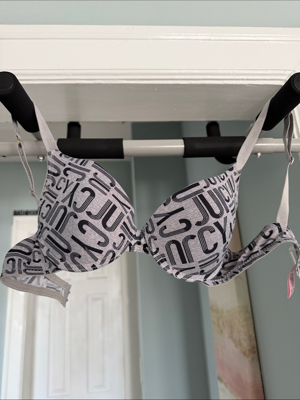 Gray Graphic Print T-Shirt Bra - Women Intimates & Sleepwear